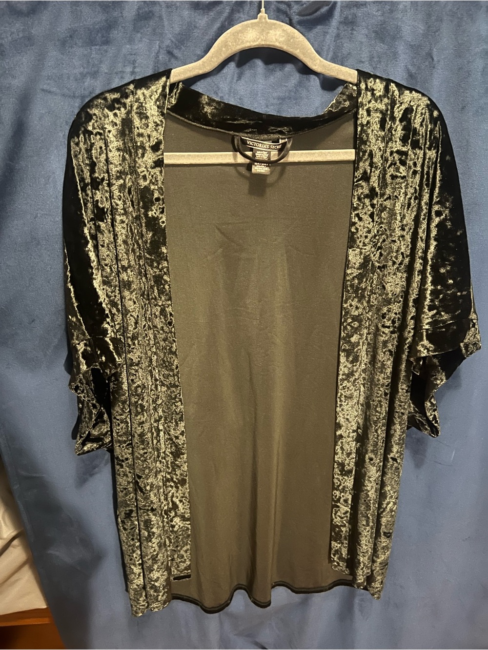 Victoria’s Secret Black Velvet Open-Front Kimono Robe NWOT